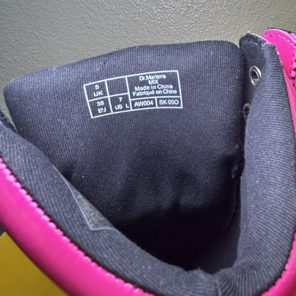 Dr Martens Hot Pink Mix Lamper Boots High Top Women's US 7 Patent Leather Docs - Picture 10 of 16
